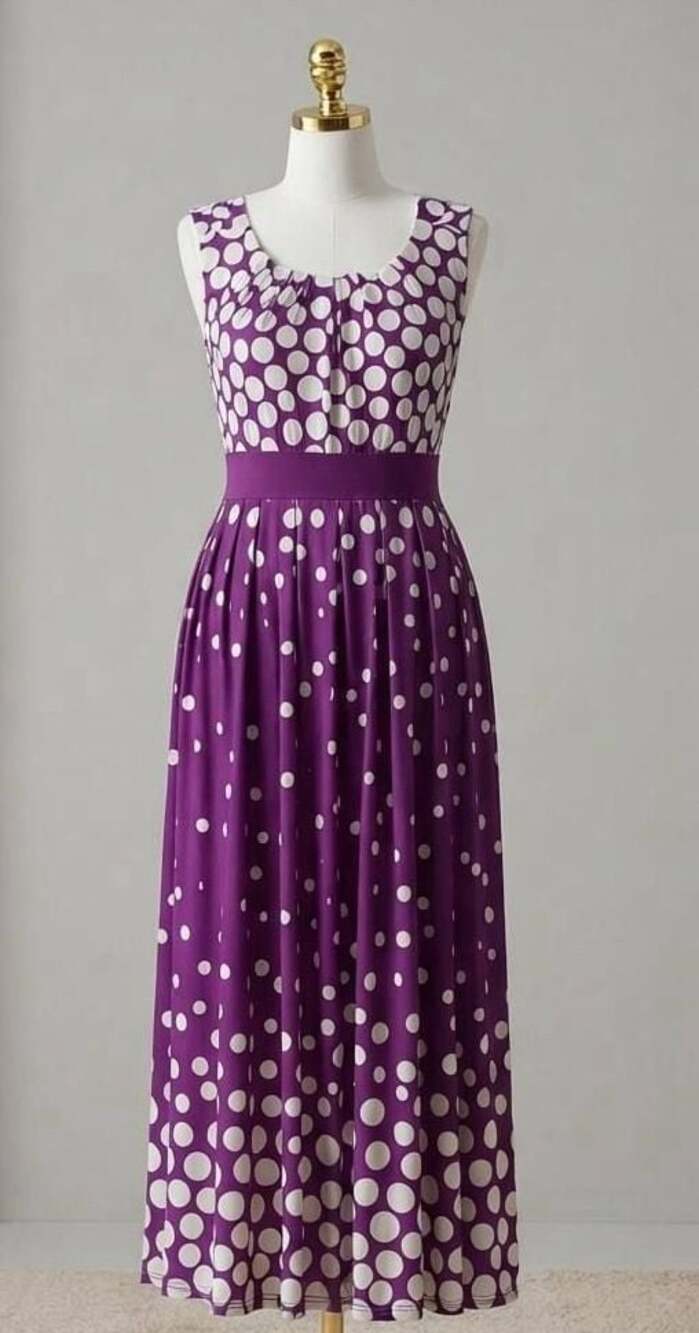 Woman Within Plus Size 3X Purple Polka Dot Maxi Dress - Picture 2 of 6